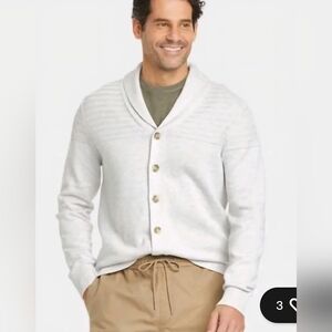 Goodfellow Men’s Knit Cotton Button Up Cardigan Sweater Gray Size XLarge Preppy